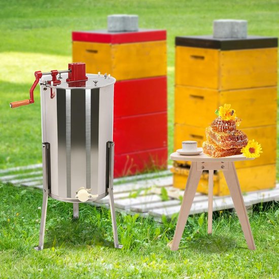 Honing Extractor - Bijenteelt Apparaat - Honing Oogsten - Handmatige Bediening - 3 Frames - Zilver — afbeelding 2
