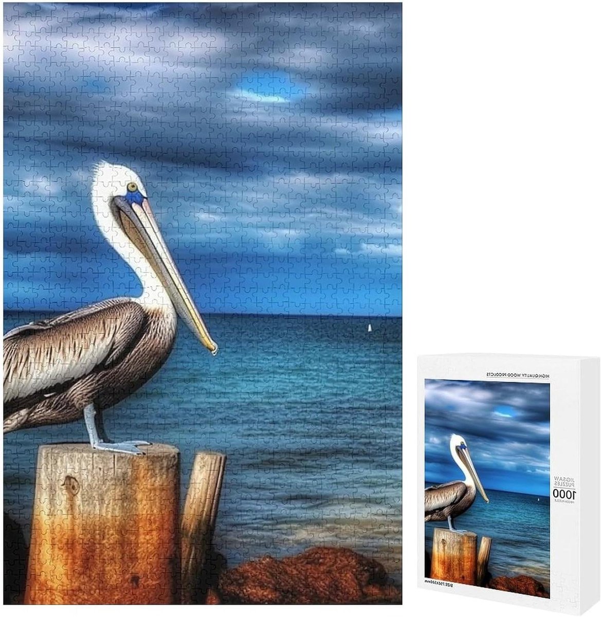 Houten Puzzel - Legpuzzel Puzzelspel - Ontspanning Thuis - Unieke Vormen - 1000 Stukjes - Blauw