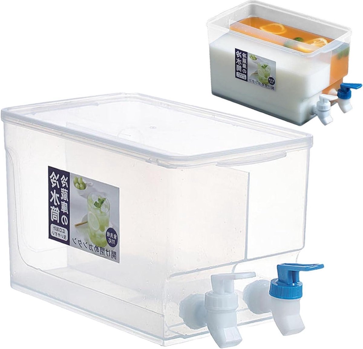 Drank Dispenser - Koelkast Container - Dranken Serveren - Dubbel Kraan Ontwerp - 5.2 Liter - Wit