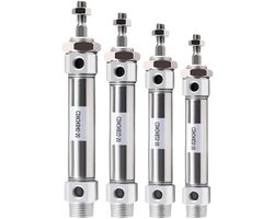 Microcilinder Dubbel Effect - Pneumatische Cilinder - Industriële Automatisering - Roestvrijstalen Magneet - Boring 20 mm Slag 100 mm - Metaal