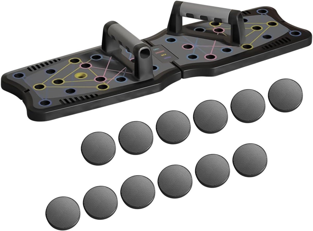 Fitness Pushup Board - Oefenplank Spieropbouw - Bovenlichaam Trainen - Kleurgecodeerde Zones - 61x18.5 cm - Zwart