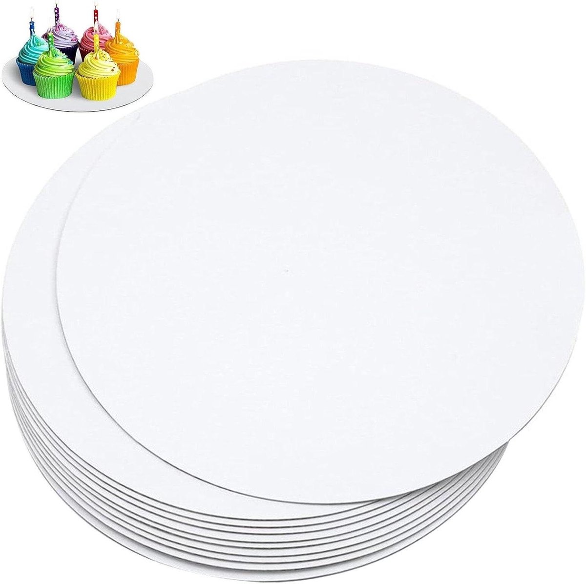 Cake Boards Rond - Taart Karton - Taart Presenteren - Anti-olie Coating - 20cm 10 Stuks - Wit