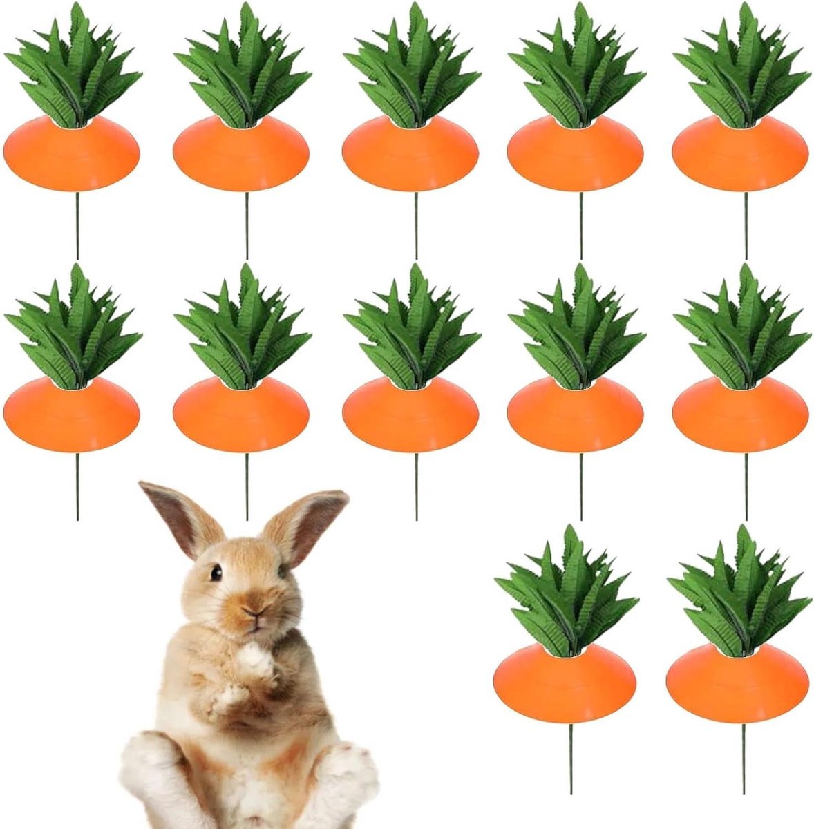 Paas Tuin Decoratie - Wortel Borden - Tuin Aankleden - Levendige Kleuren - 40cm Hoog - Oranje Groen