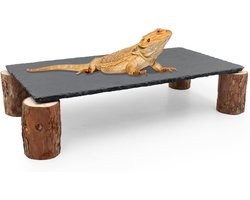 Reptielen Zonneplatform - Gekko Schuilplaats - Terrarium Inrichten - Natuurlijk Leisteen Design - 40 x 20 cm - Grijs