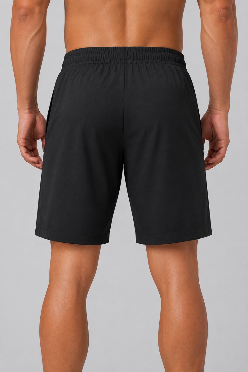 SparkNine Swift heren sport broek - met ritszakken - L - zwart - fitness short - ademend - trainingsshort - elastische band met koord - sneldrogend