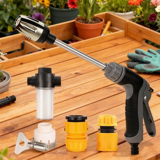 Hogedruk Reiniger - Instelbare Drukreiniger Tuin - Buiten Reinigen - 360 Graden Mondstuk - 9 Meter Bereik - Grijs — afbeelding 2