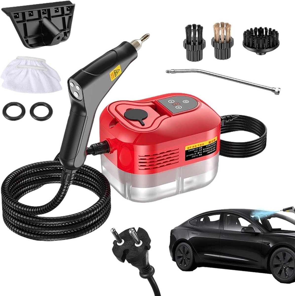 Stoomreiniger Handheld - Krachtige Reiniger - Dieptereiniging Huis - 6 standen instelbaar - 1200 ml tank - Rood