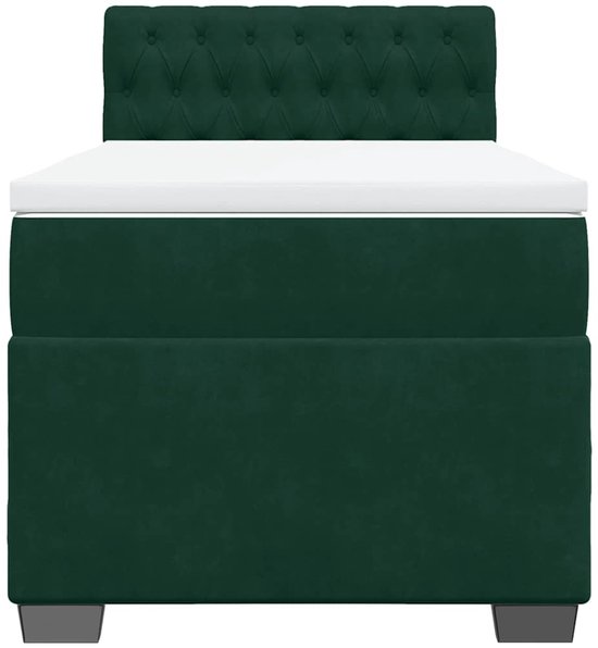vidaXL - Sommier tapissier - avec - matelas - velours - vert foncé - 90x190 - cm