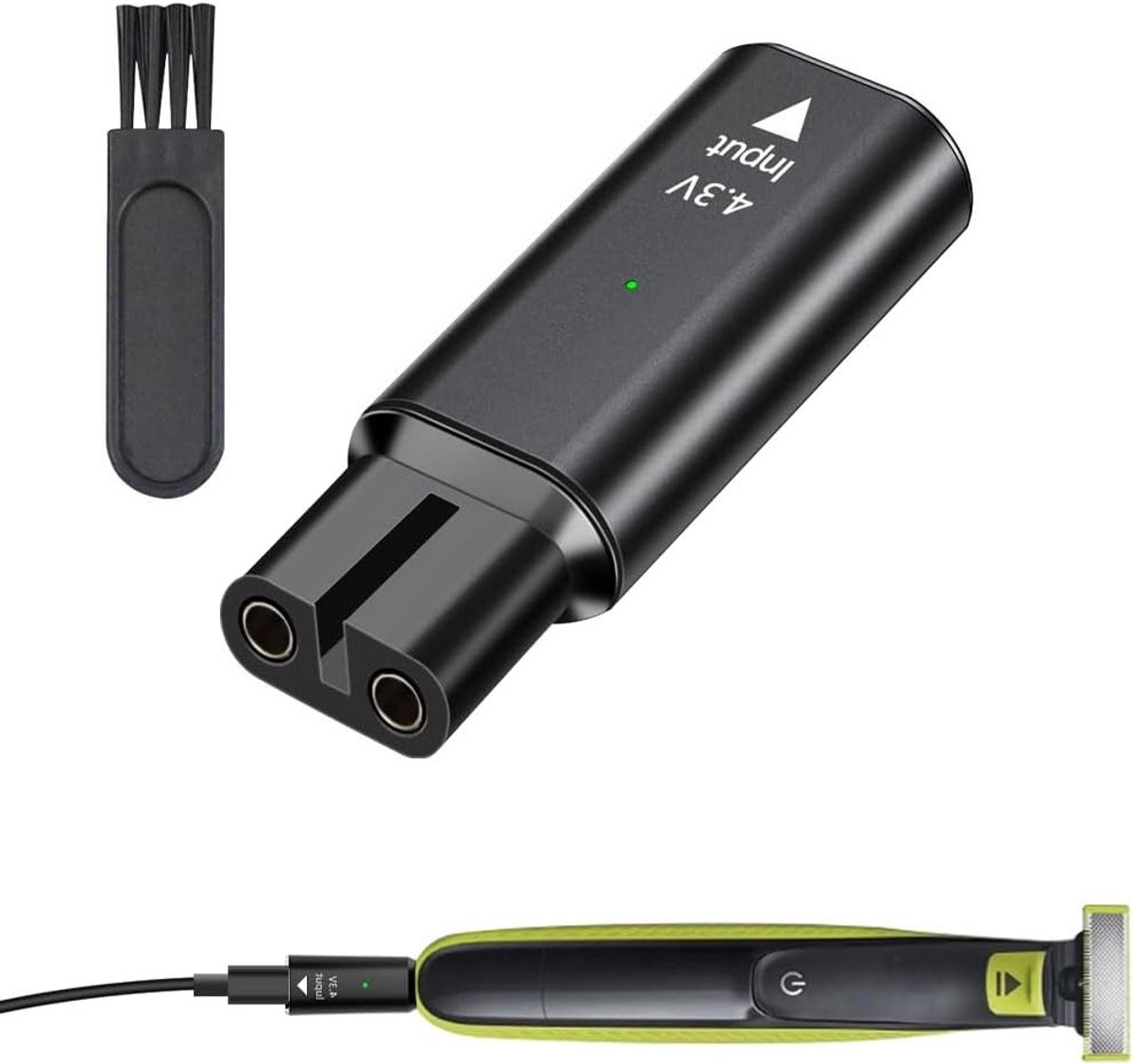 Vervangend Oplaadstekkers voor Scheerapparaat - Vervanging - USB-C - Type C - Oplader - Adapter - Elektrisch Baardtrimmer - Philips OneBlade QP2520/70 QP2520/72 QP2620 - Model A00390 - Voeding - Geschikt voor Norelco - Zwarte Uitvoering
