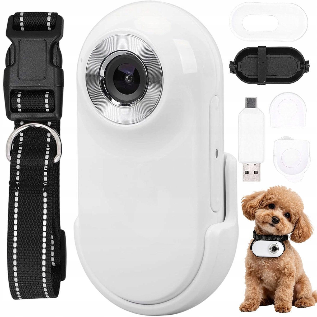 Halsband Camera - Actiecamera voor huisdieren - Huisdiercamera - 1080P - 170° Groothoeklens & Ingebouwd Display - 1080P HD Video & Foto - Draagbaar - Tot 128GB Opslag - Voor Huisdieren, Fietsen & Buiten