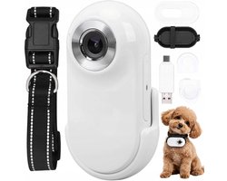 Halsband Camera – Actiecamera voor huisdieren – Huisdiercamera – 1080P – 170° Groothoeklens & Ingebouwd Display – 1080P HD Video & Foto – Draagbaar – Tot 128GB Opslag – Voor Huisdieren, Fietsen & Buiten