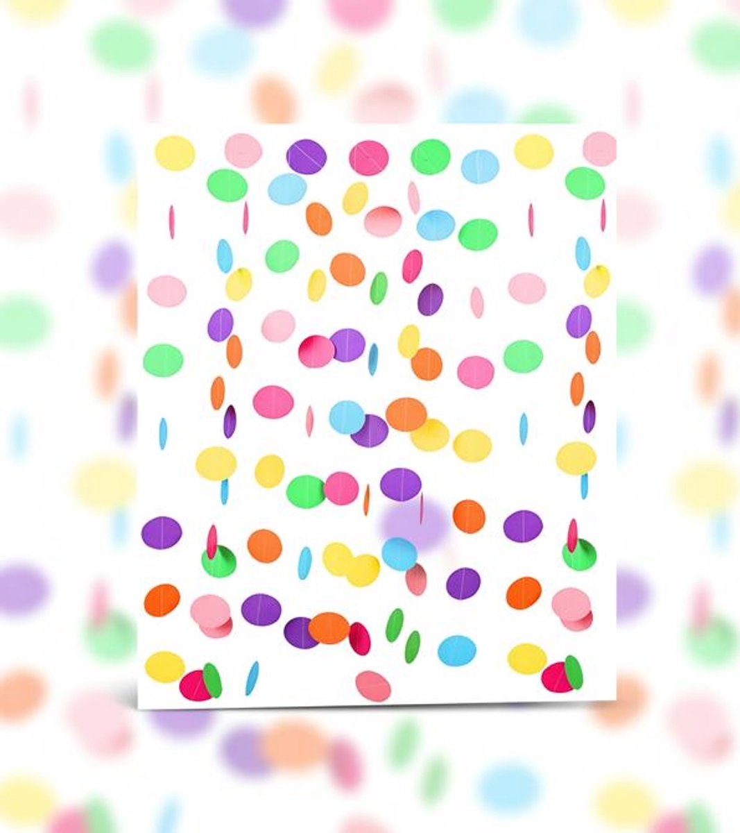 ElleMooi 9 Meter Ronde Papierslinger met Cirkelpunten, Regenboog - Verjaardagsdecoratie
