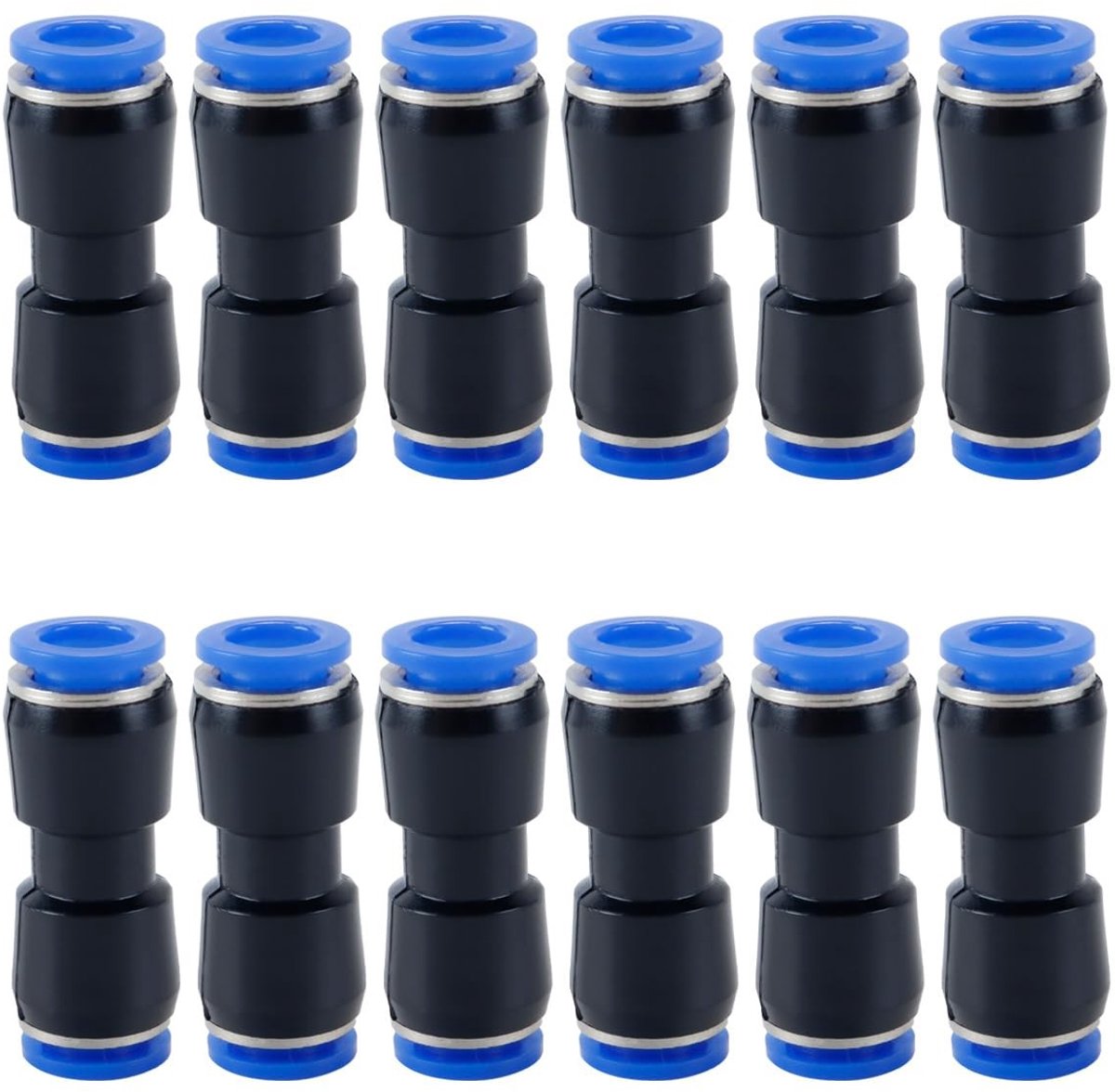 Dailygoods - 12 Stuks 8 mm naar 10 mm Pneumatische Reducer met Snelontgrendeling