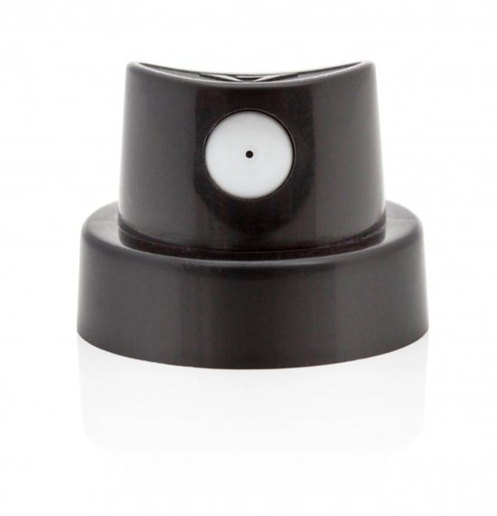 Capuchon de pulvérisation noir "Standard" avec cercle blanc et petit trou.