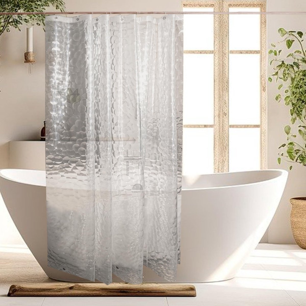 Dailygoods- Douchegordijn 180x200 cm - Waterdicht EVA - Anti schimmel - Douchegordijnringen - Badkamergordijn - 3 Gewichten magneten