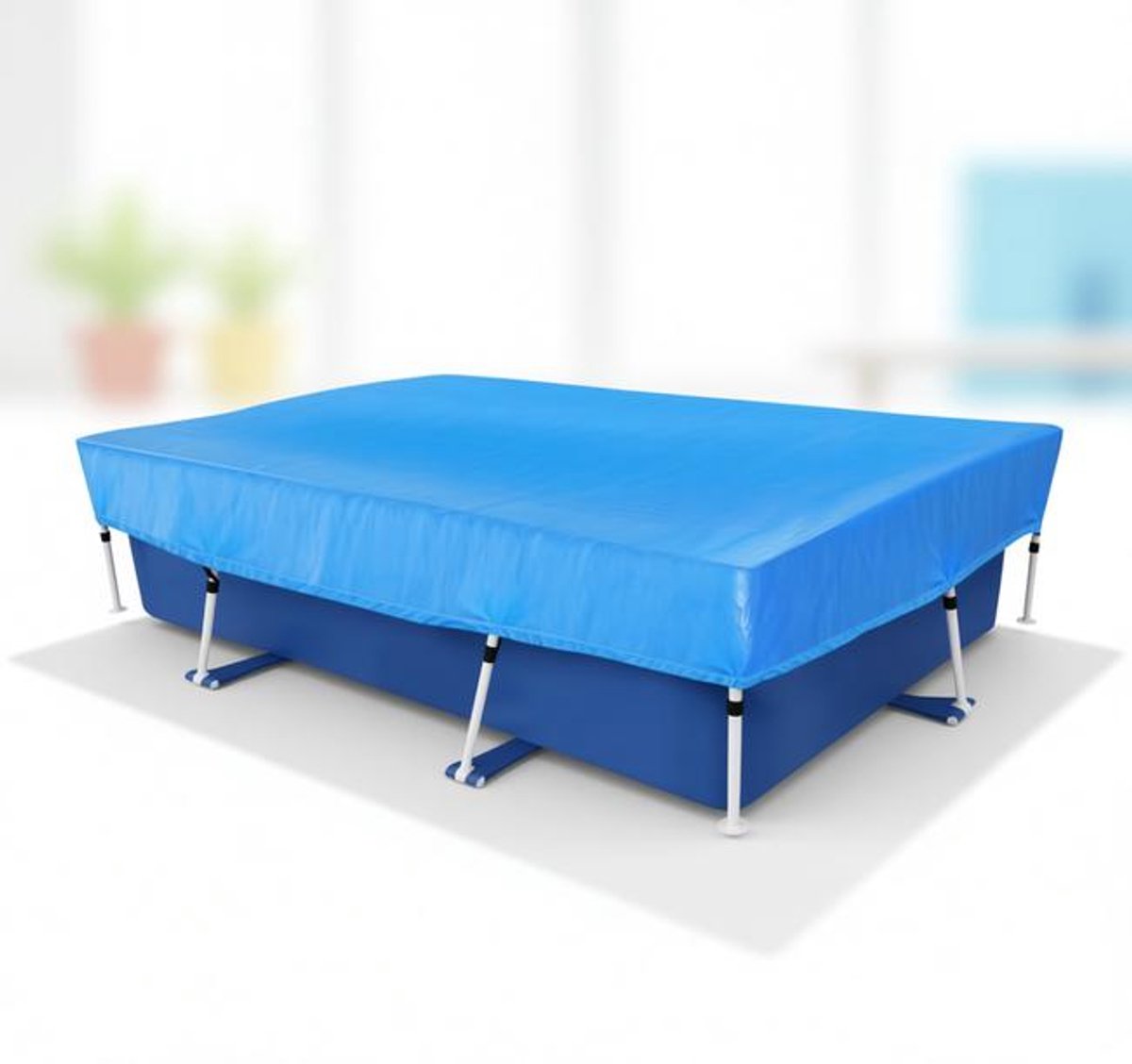 ElleMooi Rechthoekig zwembadafdekzeil 220 x 150 cm - Blauw - Weerbestendig - UV-bestendig