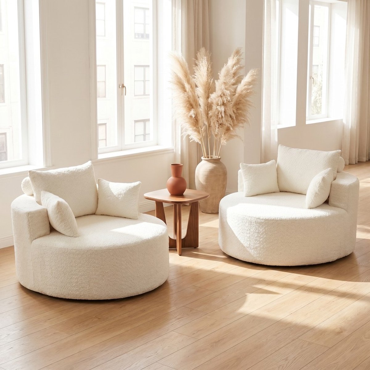 KOMHTOM - Fauteuil - Chenille schuimrubber - Geen montage nodig - Zachte moderne slaapfauteuil - Voor woonkamer, slaapkamer, lounge en showroom - Set van 2 stuks