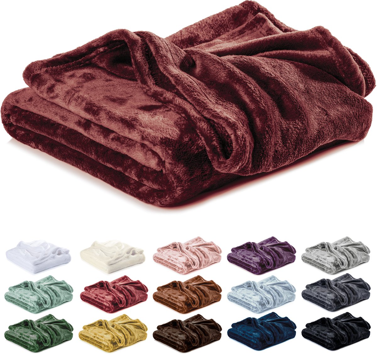 Lavea® Fleece Deken 180x220 cm – 2-persoons, Zacht – Warme Bankdeken van Pluizige Microvezel voor Bank en Bed, Ademend en Wasbaar – Bordeaux