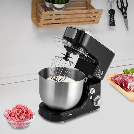 Keukenmachine - Mixer Deegklopper - Bakken en Koken - 3-in-1 Functionaliteit - 5 Liter Kom - Zwart Zilver — afbeelding 3