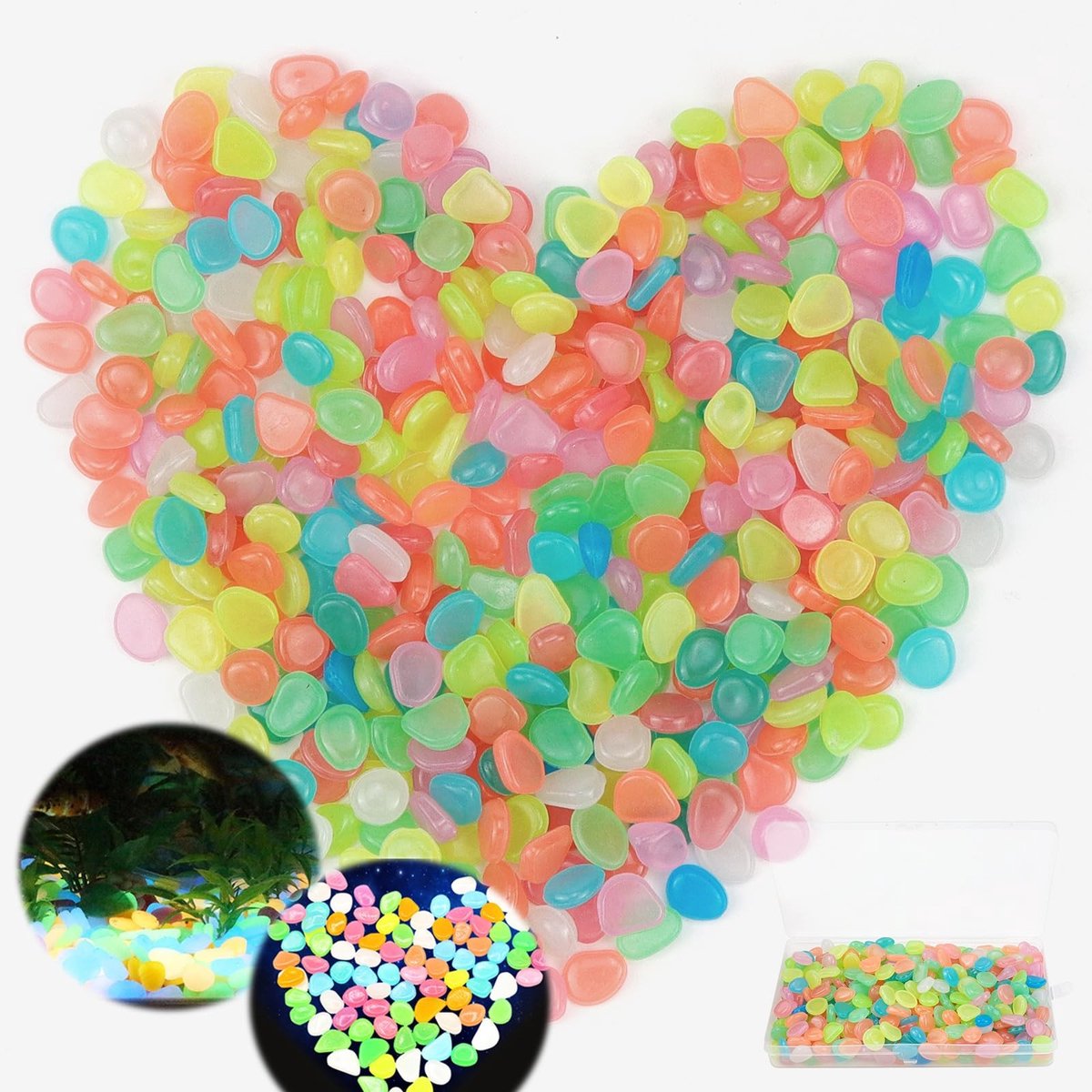 Dailygoods - Lichtgevende Kiezelstenen - Kleurrijk - Glanzend - Tuinaccessoires - Decoratieve stenen - Geschikt voor Aquarium en Buiten