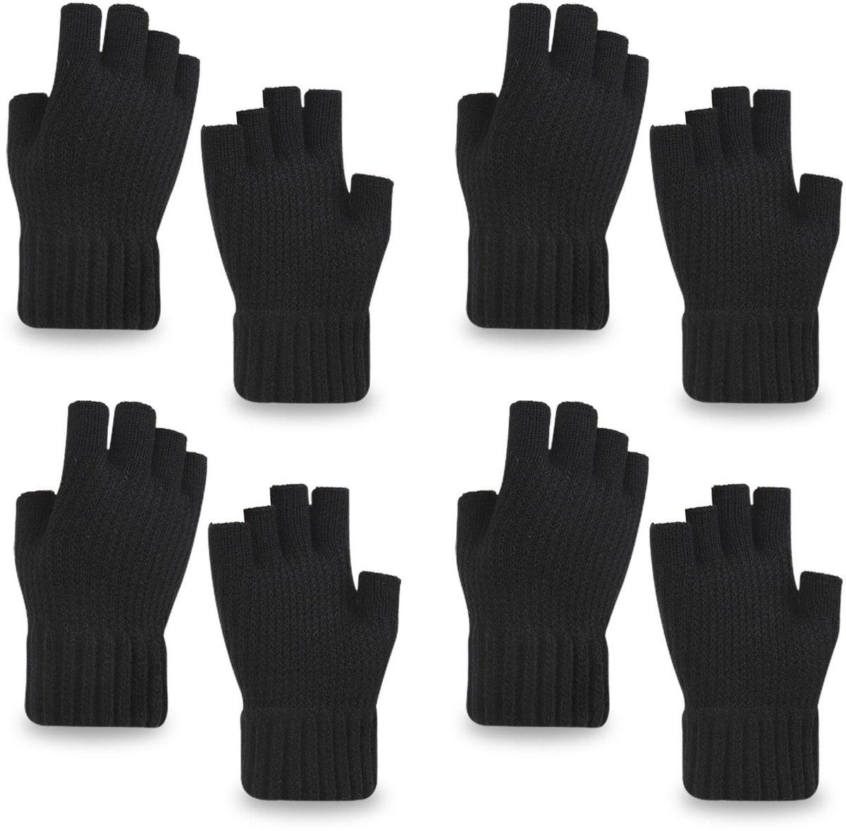 Dailygoods- Vingerloze Handschoenen Voordeelpakket - 4 Paar - Zwart - Halve Vingerhandschoenen - Winterhandschoenen - Huidvriendelijk en Lichtgewicht