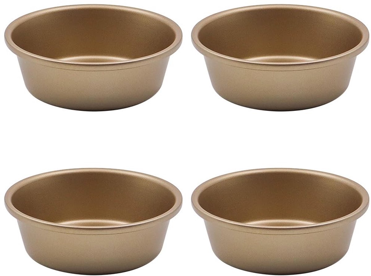 Dailygoods- Eiervormen 4-delig - Bakvorm Rond - Bakvorm Airfryer - Mini Cakevorm - Gemaakt van Koolstofstaal - Antiaanbaklaag