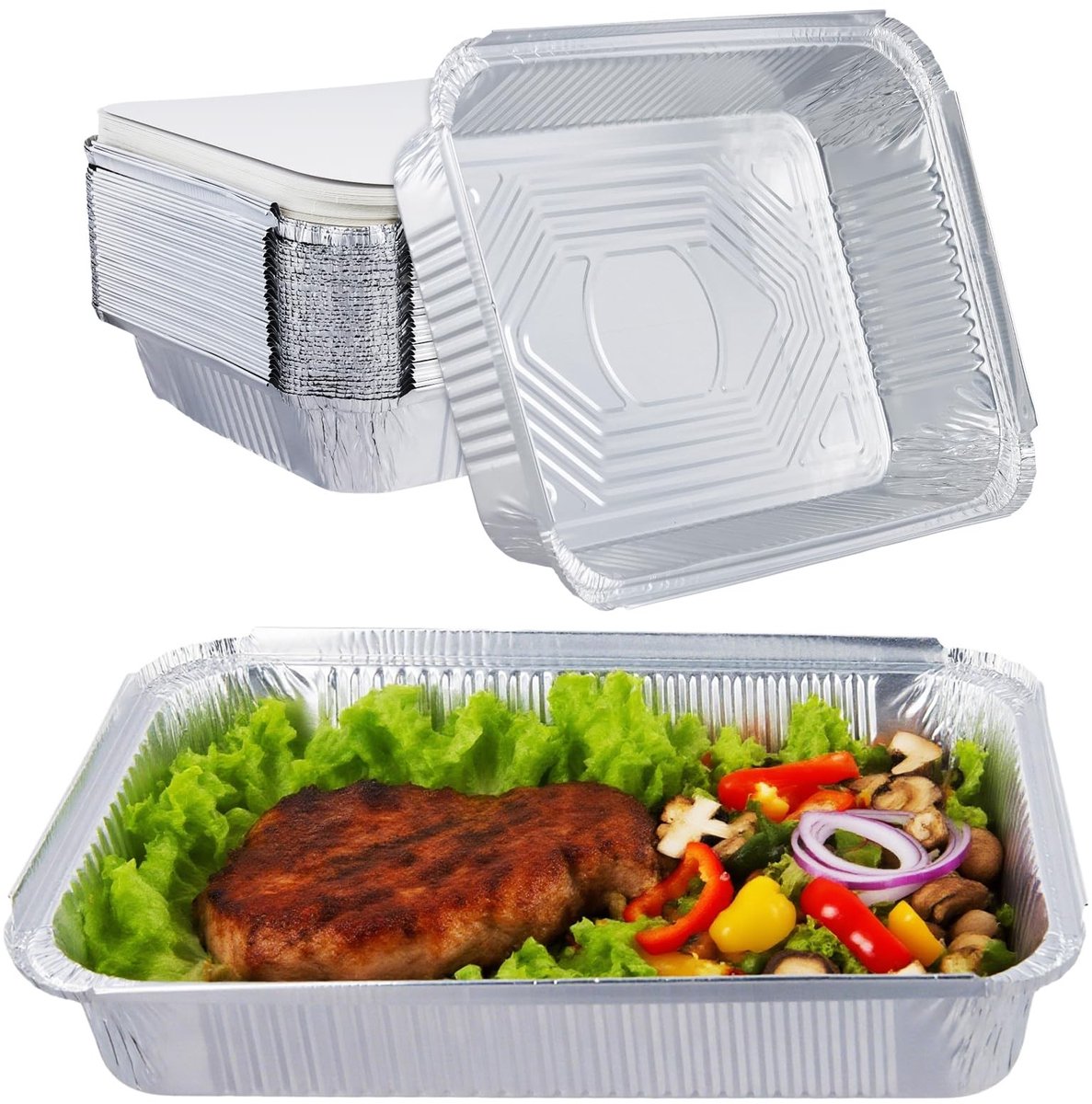 Dailygoods- Aluminiumfoliebakken 40 stuks - 2200 ml - Afhaalcontainers - Ovengebruik - Voedselopslag - Papieren deksel - Voedselcontainers