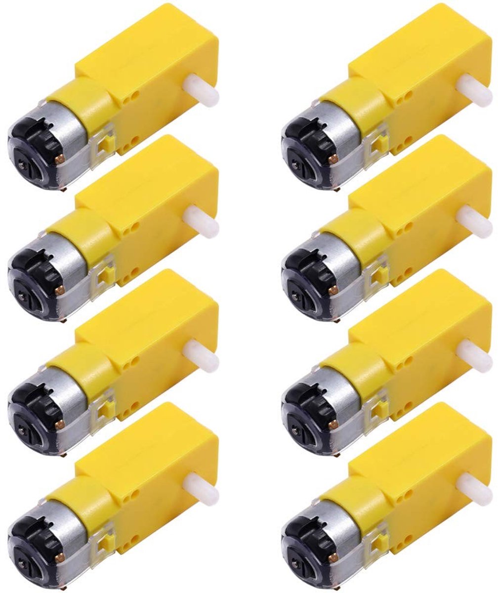 Dailygoods - DC Gear Motor - 8 Stuks - Perfect voor Robotica en Modelbouw - Geel - Geschikt voor Speelgoedauto's - 1:48