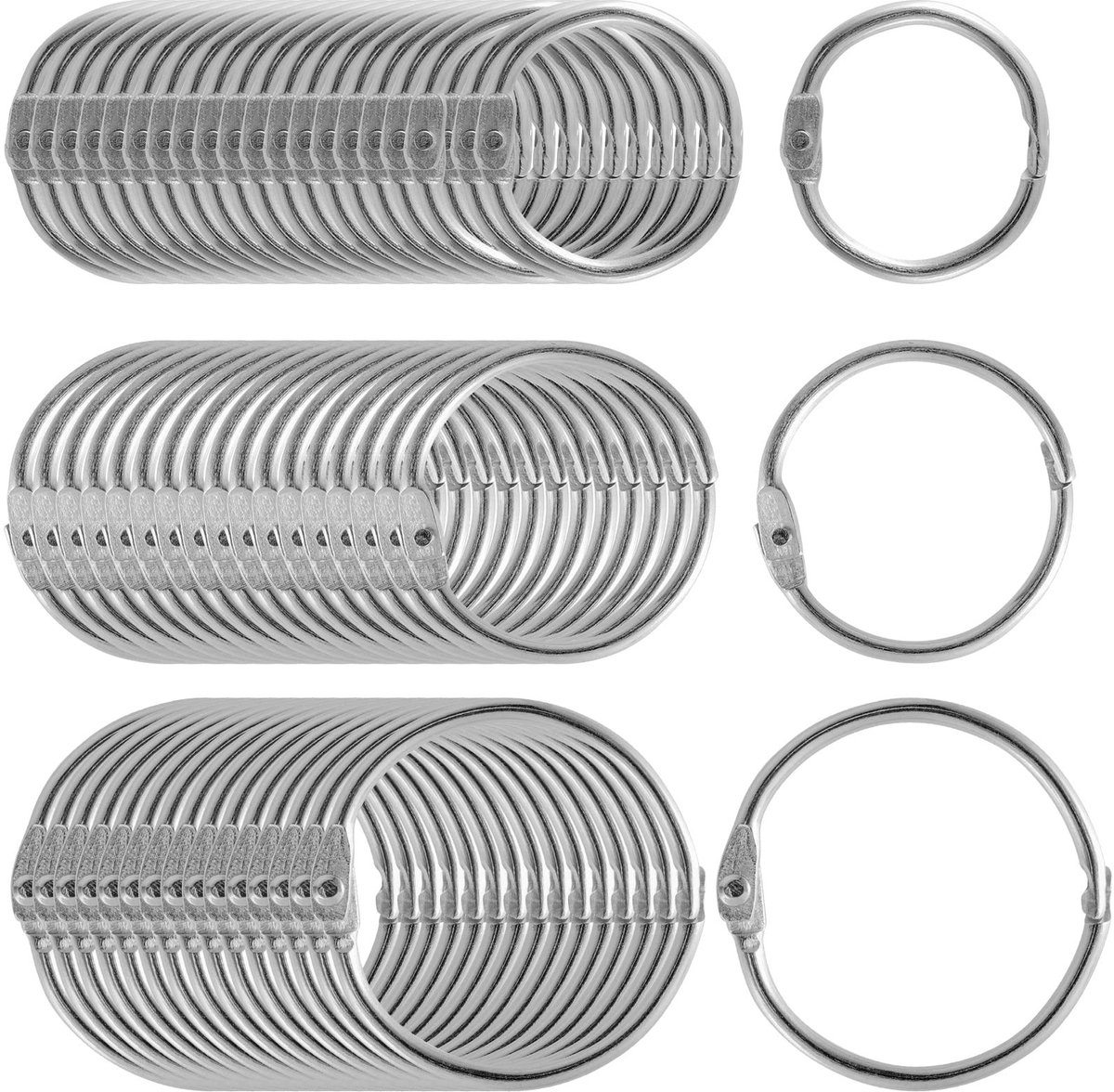 Dailygoods- Boekenringen 150 stuks - Metalen Bindringen - Vernikkelde Ringen - 20/25/30 mm - Losse Bladbinders - Robuuste Constructie