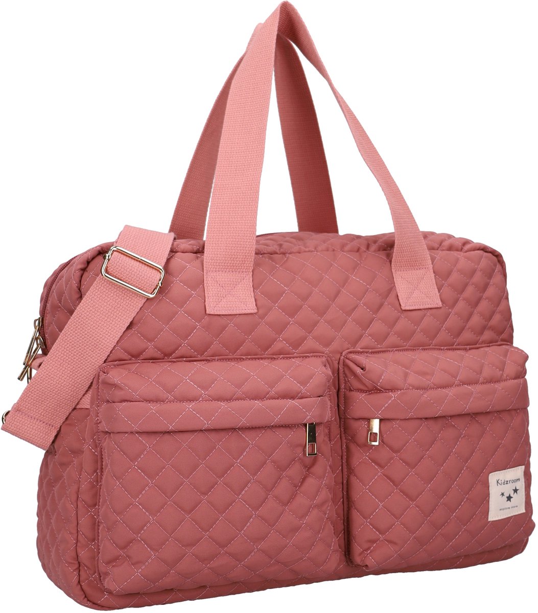 Kidzroom Calm Embrace Luiertas - Roze - 28 x 40 x 16 cm - Verschoonmatje - Verstelbare schouderband - Ophanglussen kinderwagen
