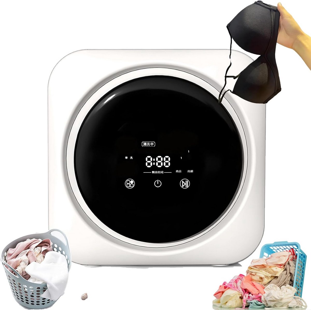 Mini Wasmachine Draagbare Wasmachine Ondergoed Wassen 2-in-1 Wasdroger 3.5L Capaciteit Wit