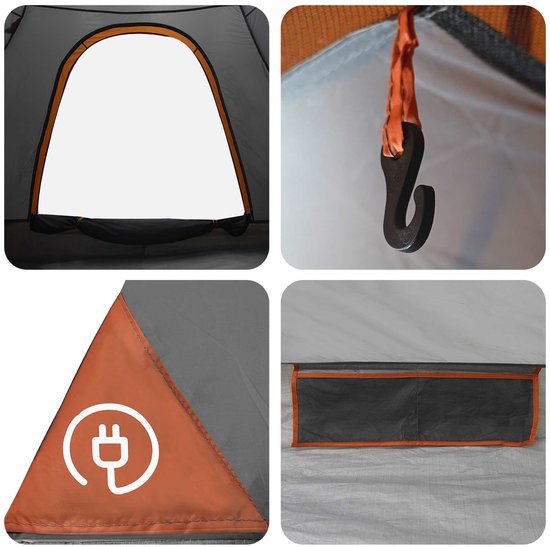 vidaXL - Kamperen - tent - 2-persoons - Grijs - en - Oranje — afbeelding 5