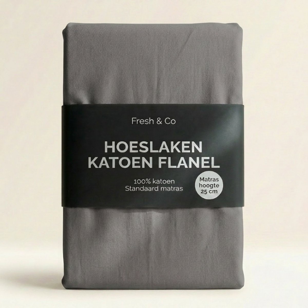 Dekbed-Discounter - Fresh and Co Hoeslaken 90 x 210 cm - Verkoelend Katoen Flanel - Geschikt voor matrassen tot 25 cm hoog - Wasbaar op 30 graden - Strijkvrij - Antraciet