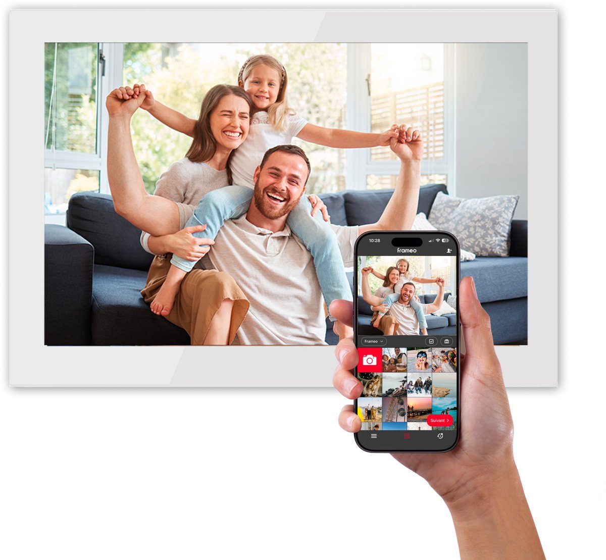 AGFAPHOTO 10-Zoll-Digitalfotorahmen aus Holz APF1000WIFIGLWH