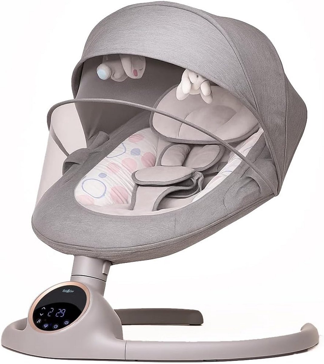 Elektrische Baby Schommel - Baby Bouncer - Baby Ontspanning - Natuurlijke Beweging - 65 x 60 x 66 cm - Grijs