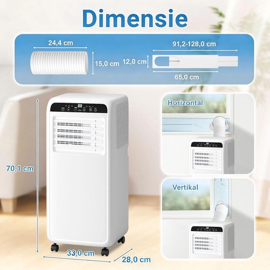 Draagbare Airco - Mobiele Airco Unit - Ruimte Koelen - 3-in-1 Functie - 9000 BTU - Wit — afbeelding 4