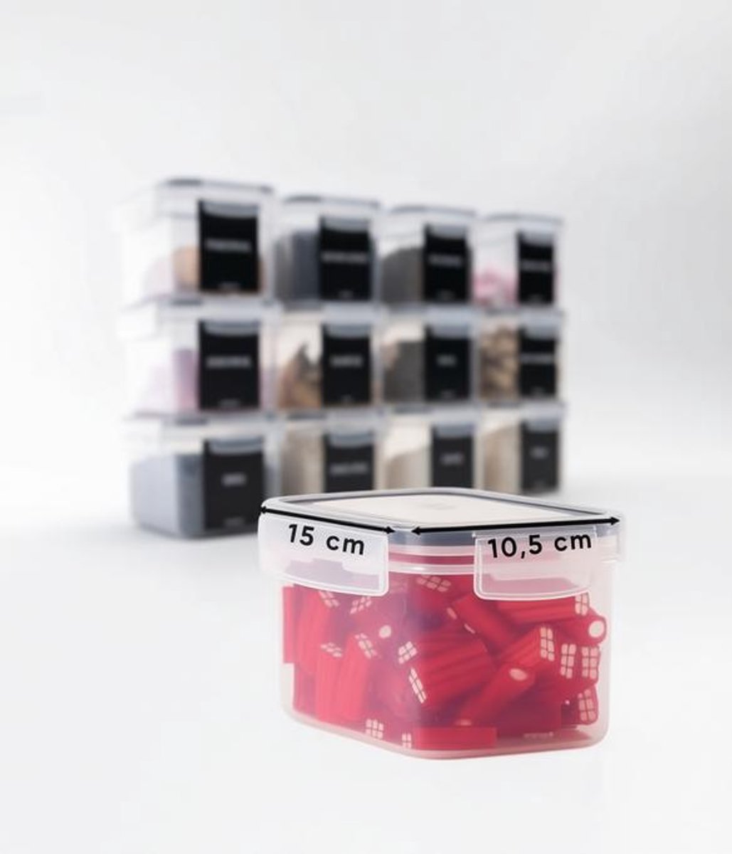 ElleMooi Plastic Voorraadbussen Set 12-delig - Herbruikbare Luchtdichte Bewaarcontainers - Magnetron, Vaatwasser en Vriezer Bestendig - BPA-Vrij - Keuken Organizer
