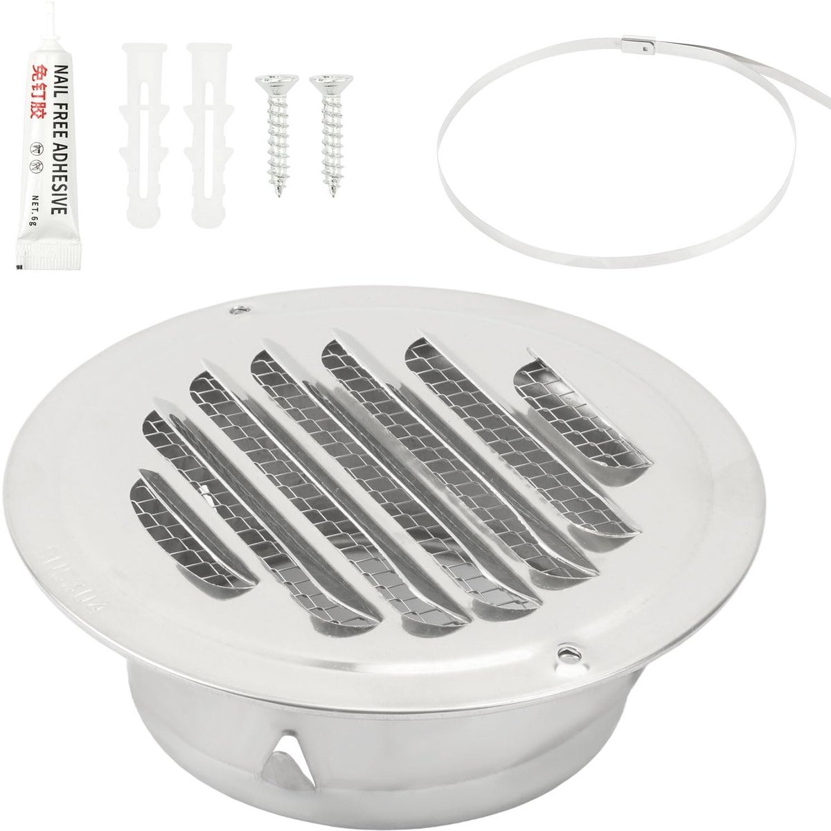 Dailygoods- Ventilatierooster 100 mm - Roestvrij Staal - Rond - Voor Buitenwand - Geschikt voor Keukens/Badkamers - Duurzaam en Vormvast - Luchtrooster