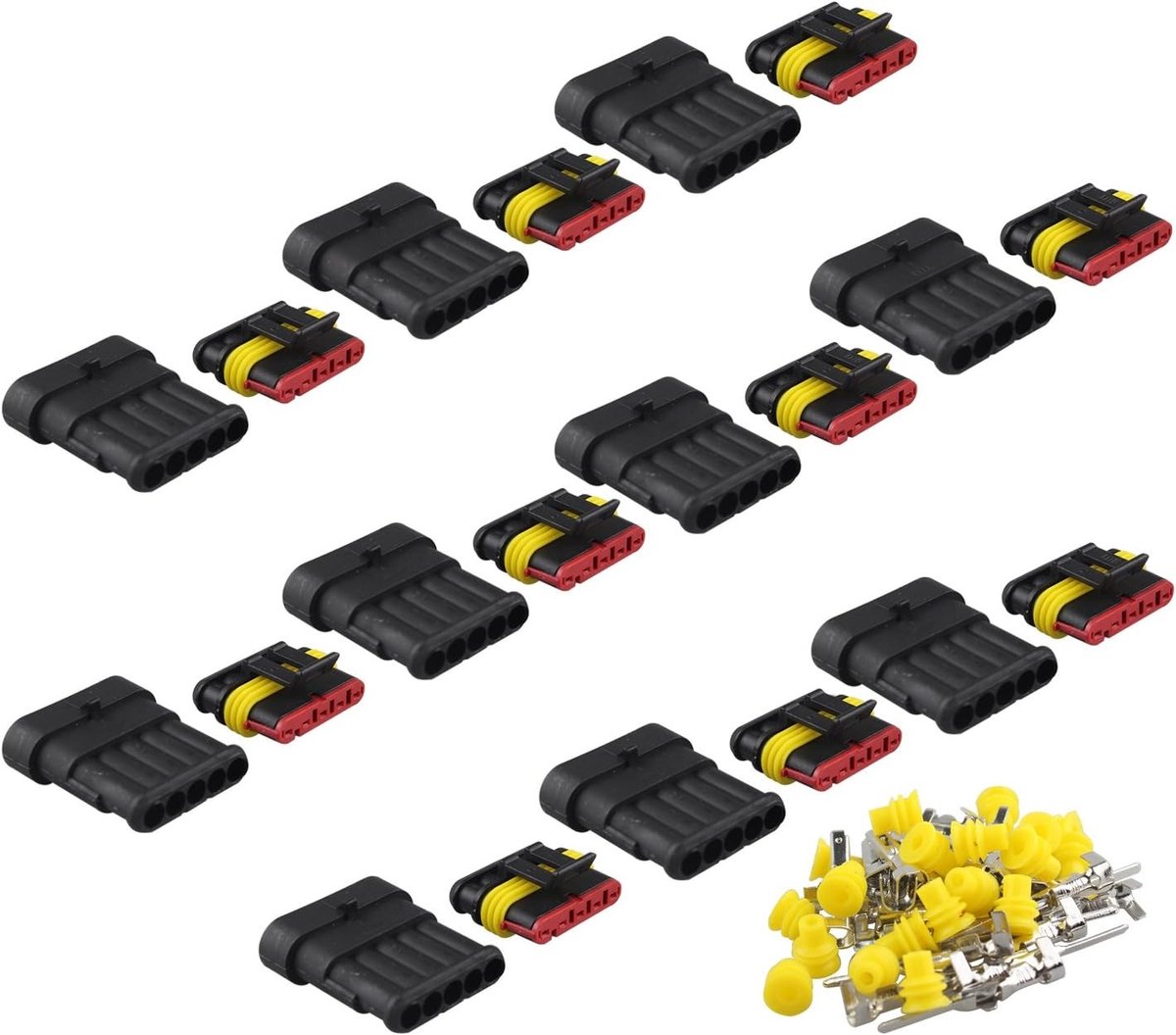 Dailygoods - Waterdichte Connector - Terminal Sockets - PA66 Nylon - Motorfiets Scooter Auto - Quad Bike Caravan Marine Jet Ski - Boten - AC/DC Plug -...