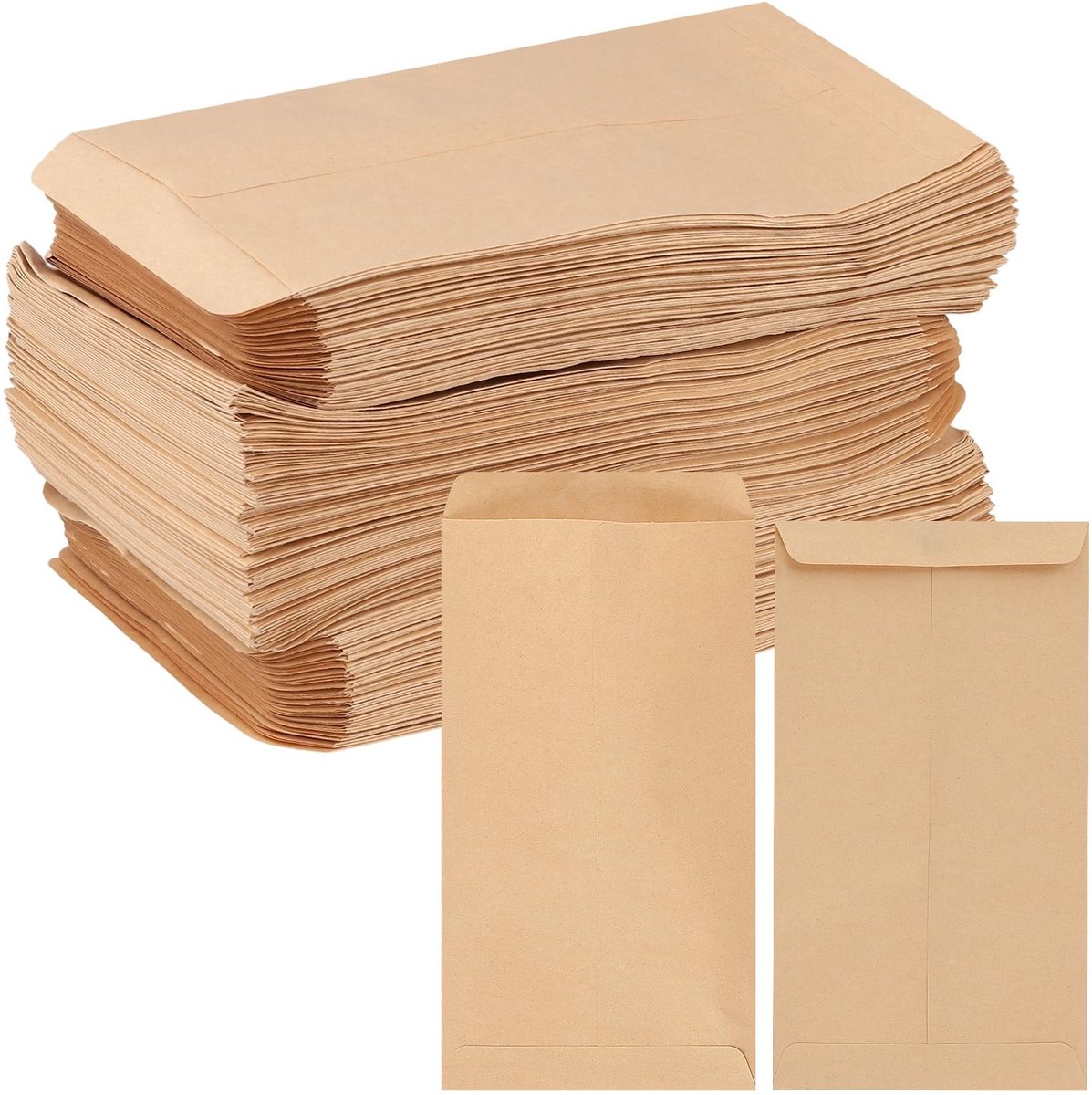 Dailygoods- Enveloppen 300 Stuks - Kraftpapier 9x16cm - Bruine Enveloppen - Loonenveloppen - Scheurvast - Draagbaar voor Organisatie - Geld-enveloppen