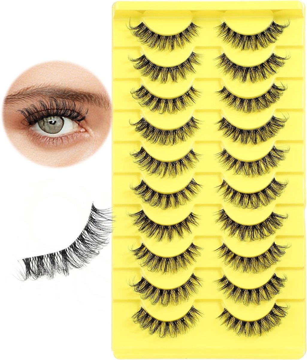 3D Valse Wimpers - 10 Pairs Herbruikbare Cat Eye Wimpers met Lijm voor Make-up en Schoonheidssalons
