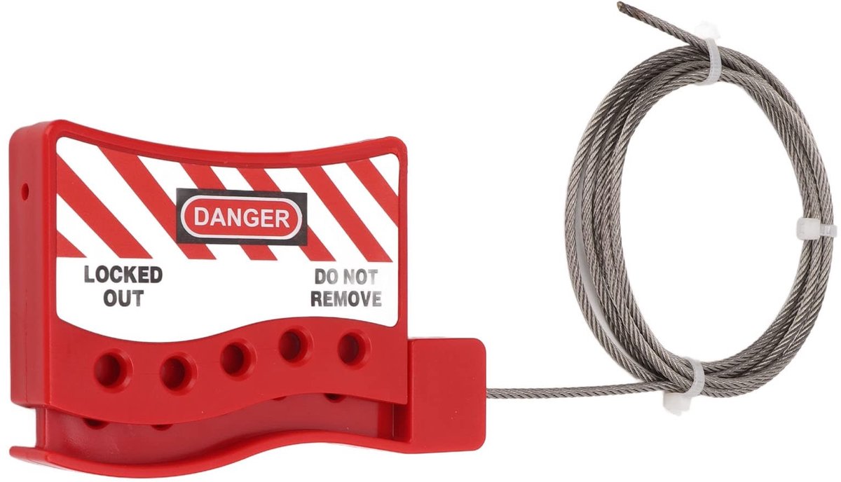 Dailygoods- Kabelvergrendeling Verstelbaar - Lockout/Tagout - ABS/Roestvrij Staal - 5 Slotgaten - Geschikt voor Industriële/Explosieve Omgevingen - Kabellengte 2 m