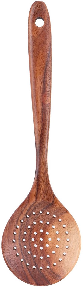 Dailygoods- Zeeflepel Houten - Duurzaam Teak - Robuuste Handgreep - Milieuvriendelijk Keukengerei - Ophangbaar - Makkelijk te Reinigen