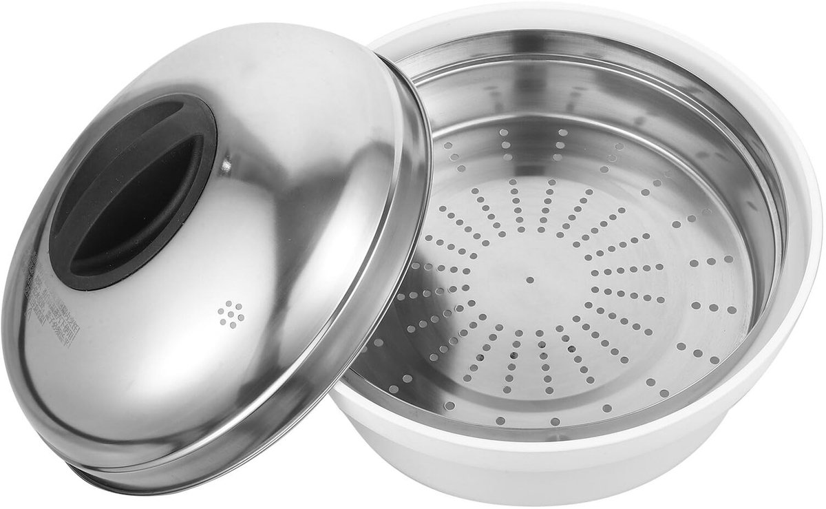 Dailygoods- Stoompan grote capaciteit - Magnetron-stoompan - Groentestomer - Viskoker - Roestvrij staal - Kunststof deksel - Voedselstomer