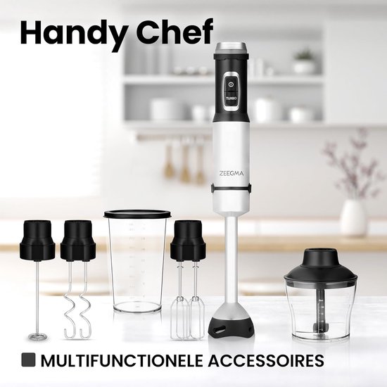 Handmixer Set - Keukenmixer Blender - Maaltijden Bereiden - 1500W Krachtige Motor - 5 Accessoires - Zilver — afbeelding 5
