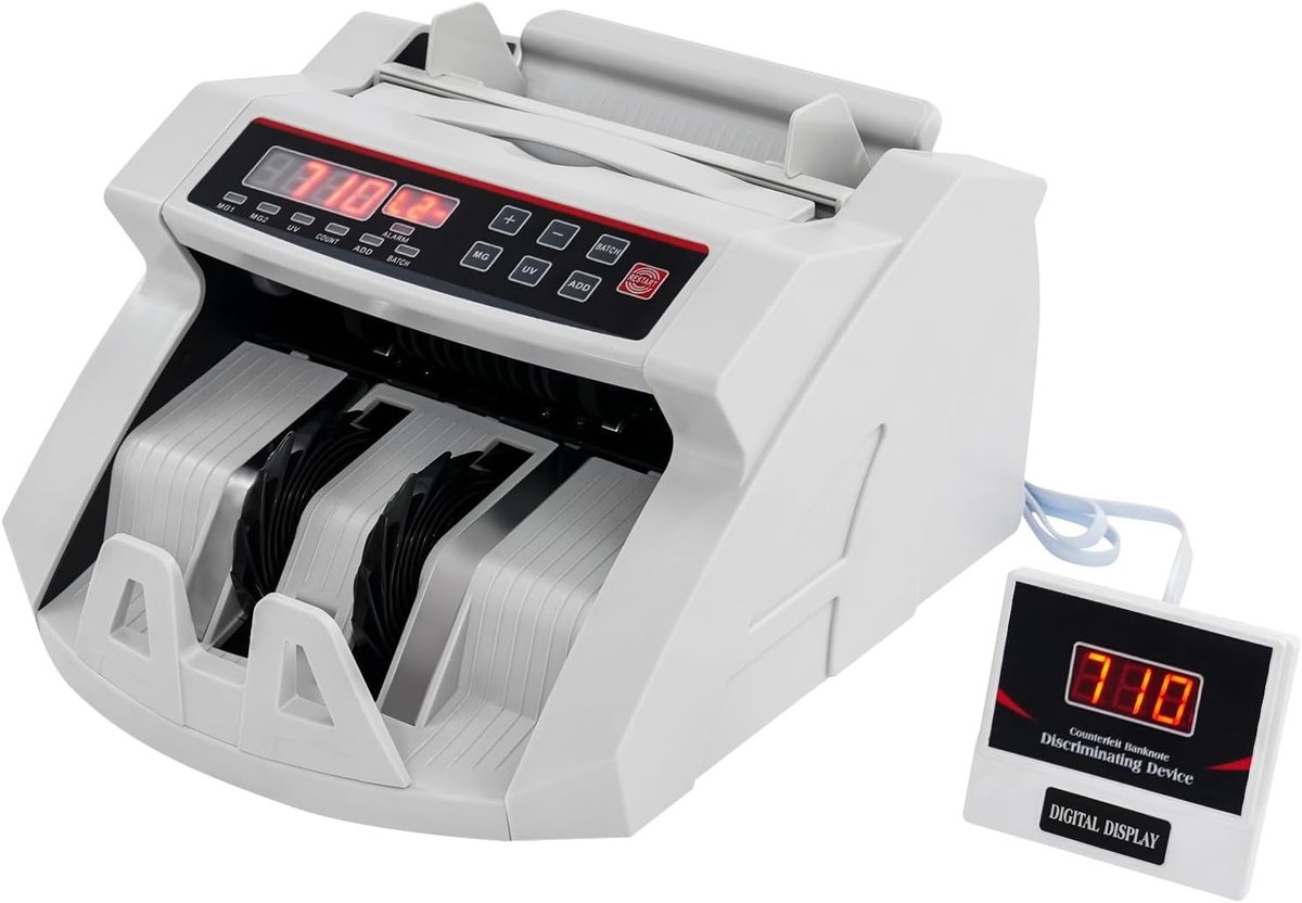 Geld Telmachine - Biljet Tester - Geld Verwerken - Multi-valuta Detectie - 200 Biljet Capaciteit - Wit
