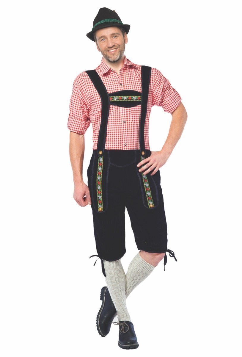 Partychimp Voordelige lange Lederhose Man Johann Oktoberfest Heren Lederhosen Man Carnavalskleding Heren Carnaval - Polyester - zwart - Maat 3XL