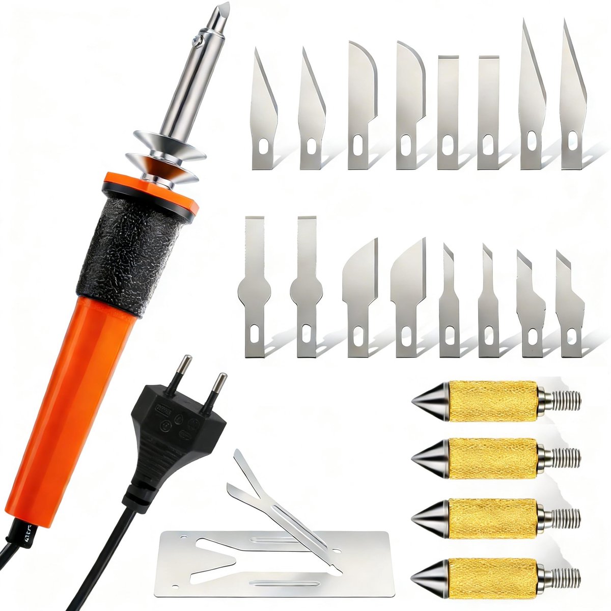 SMOAKEZ - Elektrische Hot Knife Cutter - Multifunctionele stencilsnijder - Inclusief 16 messen - Voor knutselen - Perfect voor kunstpompoenen - Han...