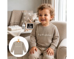 Sweater trui shirt voor kind baby- grote broer big bro beige Maat 80 - Big brother bro - Familie uitbreiding - Zwangerschap aankondiging hoera stoer ik ben word bekendmaking baby
