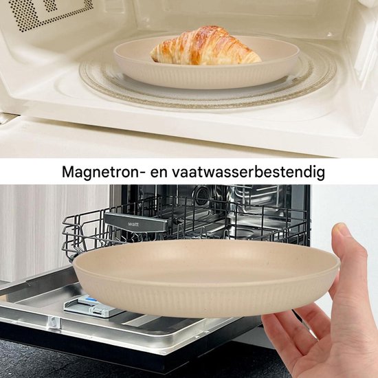 Camping Borden Set - Onbreekbare Picknick Borden - 8 Stuks Diepe Servies - Magnetron en Vaatwasser Bestendig - Voor Outdoor Reizen en Feesten - Lichtbeige — afbeelding 2